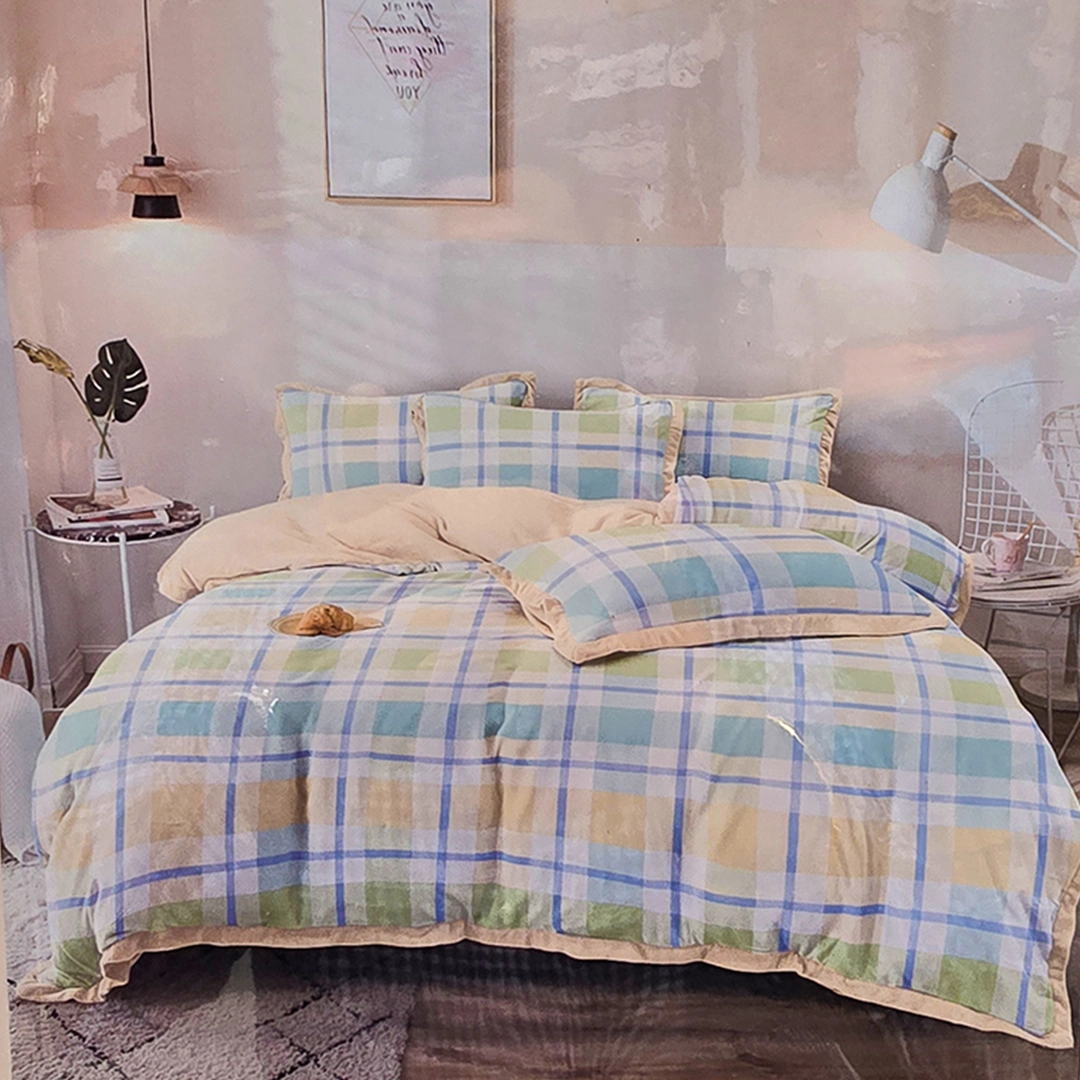 Cozy Cotton Double Bedsheet Set with 2Pcs Pillow Covers