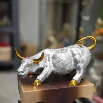 Silver Bull Sculpture
