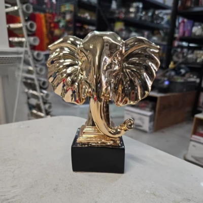 Golden Elephant Head Sculpture