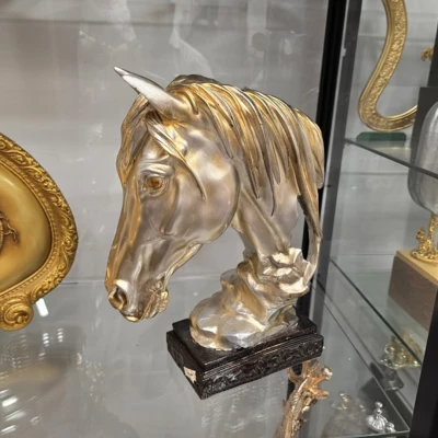 Majestic Silver & Gold Horse Bust Sculpture