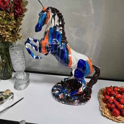 Abstract Multicolor Unicorn Sculpture