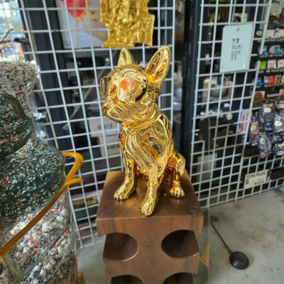 Golden Cool Pup Statue